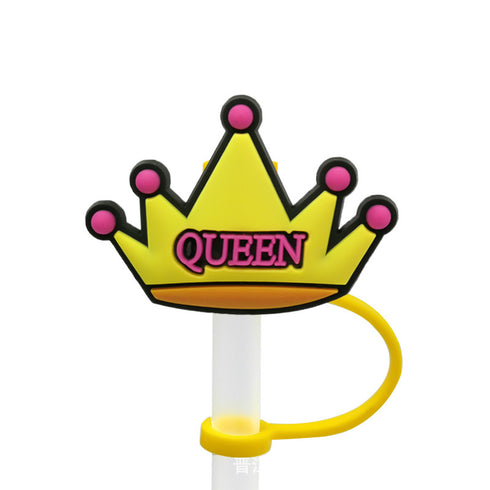 Straw Mouthpiece Silicone Dust Plug Decorative Buckle Clip Personalized Letter Label for Tumblers